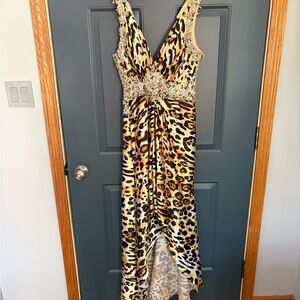 Mystique Boutique Animal Print Dress with Crystal Accents
